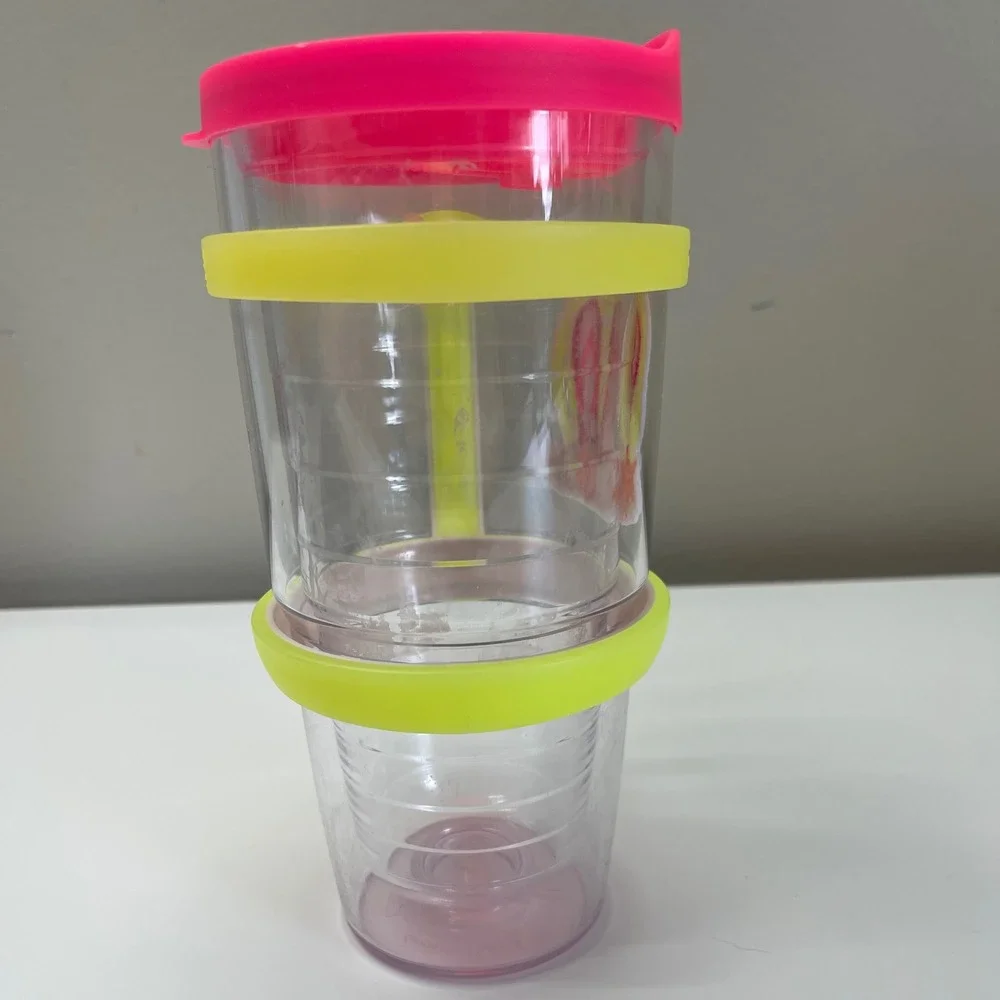 Tervis 24oz Insulated Tumbler w/ Lid & Handle Flip Flops Beach Neon Pink Yellow